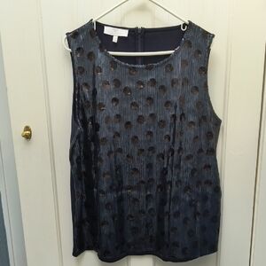 rsvp by Talbot's Navy Blue with Black Polka Dots Sleeveless Top - size 2X
